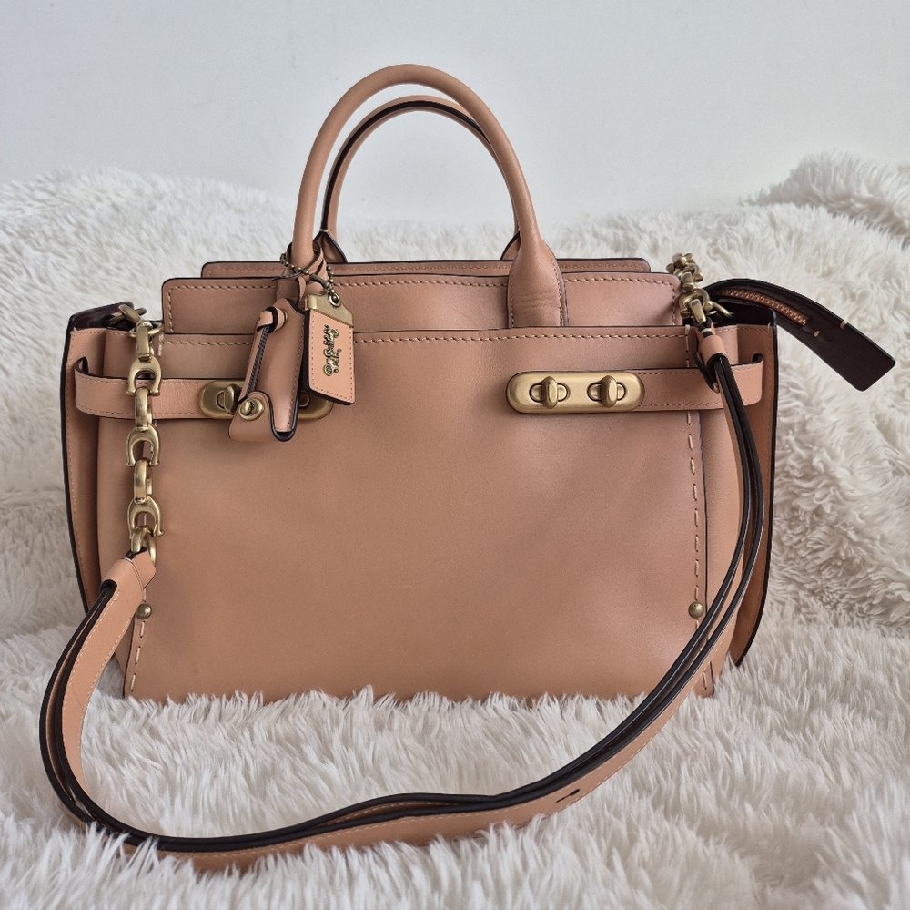 COACH Double Swagger Leather Satchel Shoulder Bag